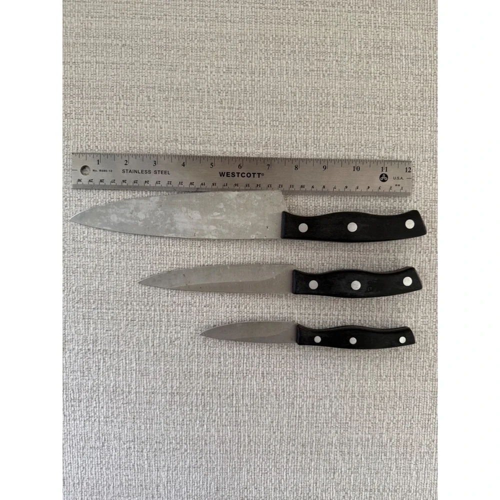 Chicago‎ Cutlery Essentials Three Piece Set Kitchen Knives Black Handles